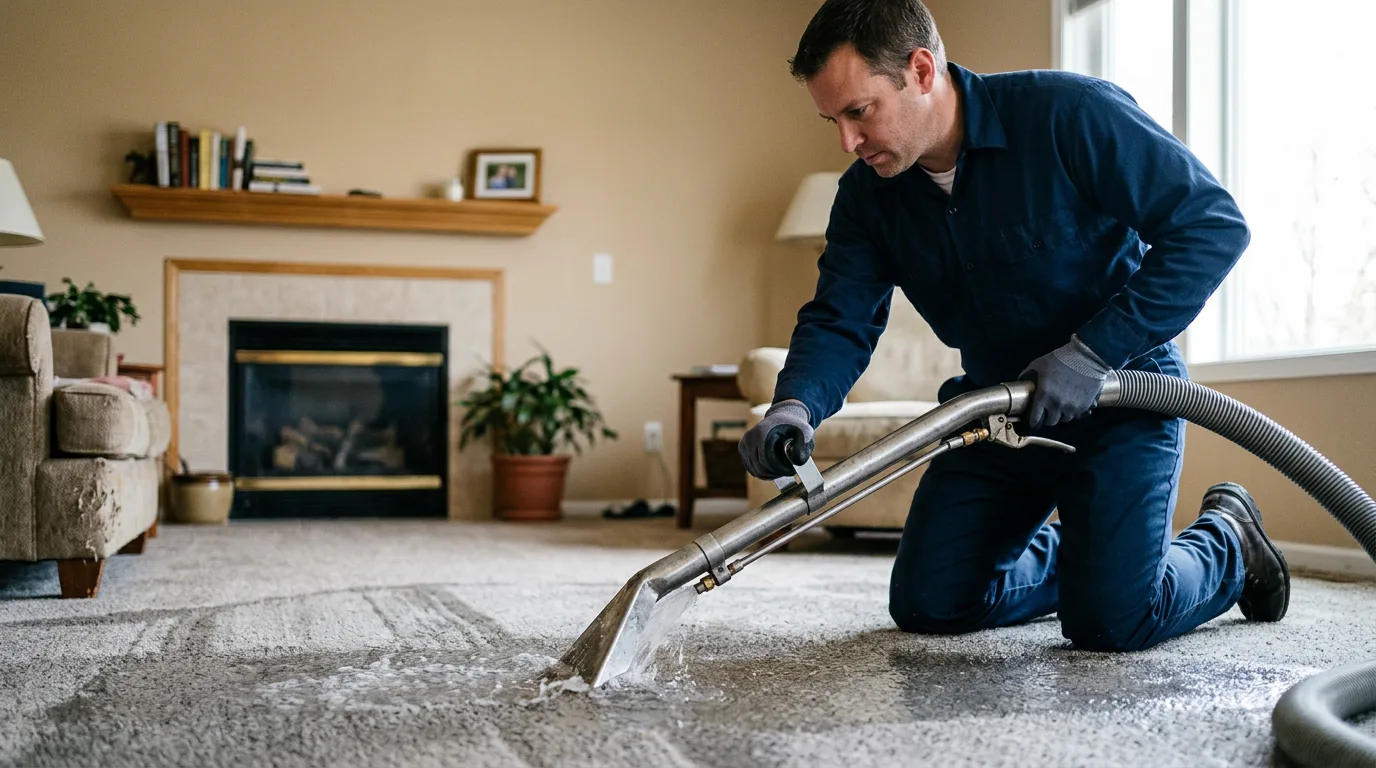 Water damage restoration technician working near Curtiss, WI